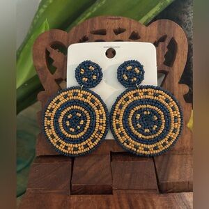 Medallion Beaded Boho Earrings NWT